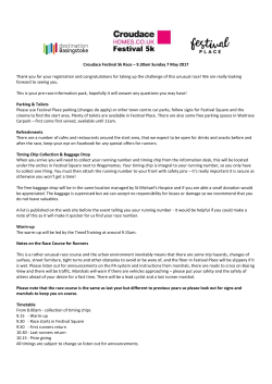 Croudace Festival 5k Race &ndash; 9.30am Sunday 7 May 2017 Thank