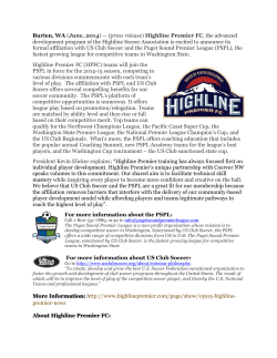 Burien, WA (June, 2014) — (press release) Highline Premier FC, the