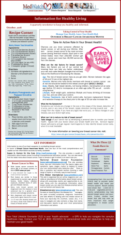 Information for Healthy Living Recipe Corner