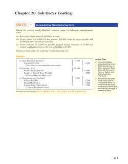 Chapter 20: Job Order Costing