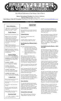 The Official Publication of the Rotary Club of Davis