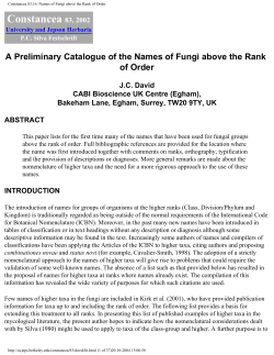 Constancea 83.16: Names of Fungi above the Rank of Order