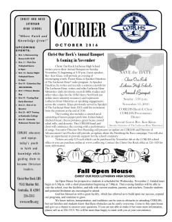 Courier Oct 16.pub - Christ Our Rock Lutheran High School