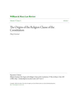 The Origins of the Religion Clause of the Constitution