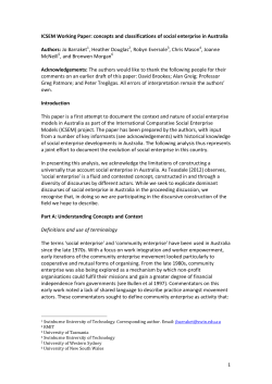 concepts and classifications of social enterprise in Australia