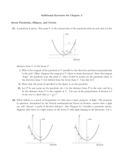 Additional Exercises for Chapter 3 About Parabolas, Ellipses, and