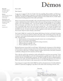 Dear Senator: I urge you to support S. 414, the Credit Card