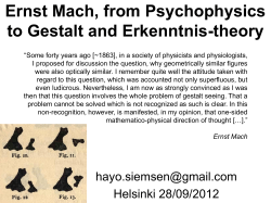 Ernst Mach, from Psychophysics to Gestalt and