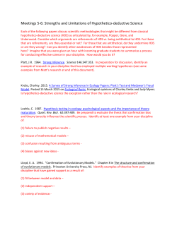 Meetings 5-6: Strengths and Limitations of Hypothetico