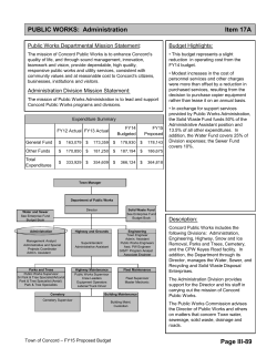 SECTION II: Budget Summary PUBLIC WORKS: Administration Item