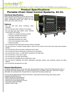 Product Specifications: Portable Chain Hoist Control Systems, 24 Ch.