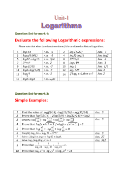 Evaluate the following Logarithmic expressions: Simple Examples: