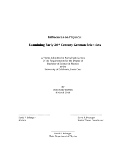 Influences on Physics: Examining Early 20th Century German