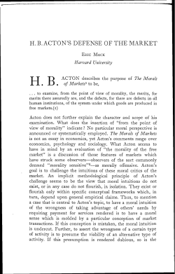 hb acton`s defense of the market