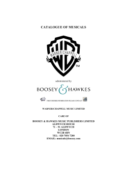 Catalogue of Musicals - October 2014