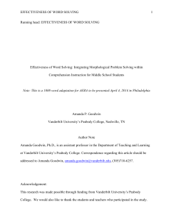 EFFECTIVENESS OF WORD SOLVING Effectiveness of