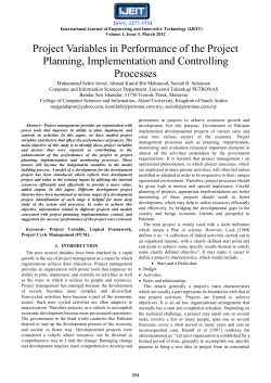 Project Variables in Performance of the Project Planning