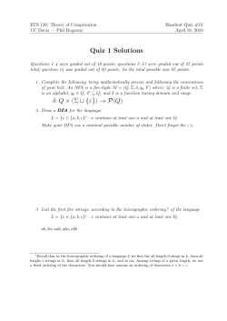 Quiz 1 Solutions δ:Q × (Σ ∪ {ε}) → P(Q)