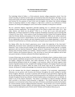 Our Christian Identity and Purposes The Cambridge School of