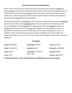 American Declaration of Independence When in the Course of
