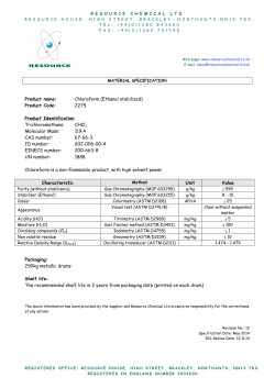 Chloroform Ethanol Spec Sheet