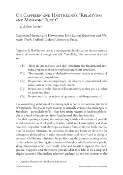 On Cappelen and Hawthrone`s &ldquo;Relativism and