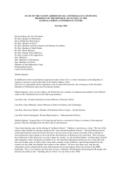 state of the nation address by he yoweri kaguta