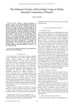 The Influence Factors of Knowledge Usage in Online Informal