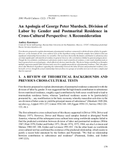 An Apologia of George Peter Murdock. Division of Labor by Gender