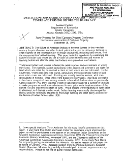 INSTITUTIONS AND AMERICAN INDIAN FARME TENURE .AND