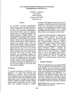 Use of Machine Readable Dictionaries for Word
