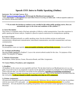 Speech 1315: Intro to Public Speaking (Online)