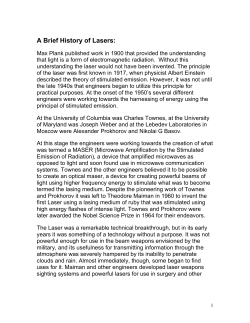 A Brief History of Lasers