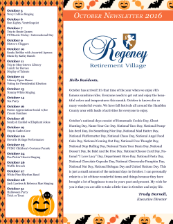 october newsletter 2016 - Regency Retirement Village