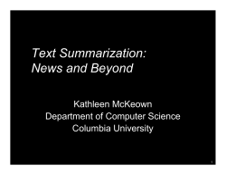 Summarization - Columbia CS