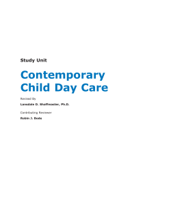 Study Unit Contemporary Child Day Care