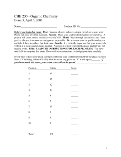 Exam 3 - Chemistry