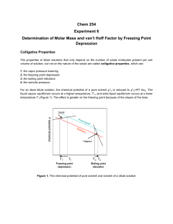 Chem 254 Experiment 6 Determination of Molar Mass and van`t Hoff