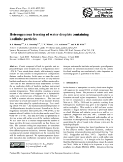 Heterogeneous freezing of water droplets containing kaolinite particles