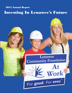 Investing In Lenawee`s Future - Lenawee Community Foundation