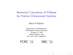 SNC 2011 Talk on Numerical Calculation of H