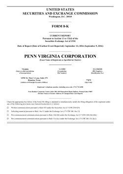Form 8-K - Penn Virginia Corporation