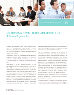Life after a CIA: How to Position Compliance in a Life Sciences