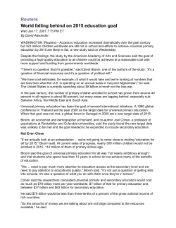 Reuters World falling behind on 2015 education goal