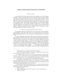 Judicial Retention Elections After 2010