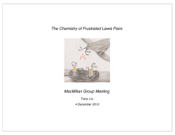 The Chemistry of Frustrated Lewis Pairs, 4 Dec 2013