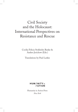 Civil Society and the Holocaust: International Perspectives on