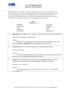 SAT Vocabulary Study The Giver by Lois Lowry