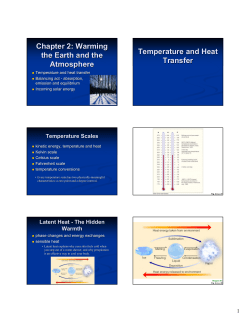 Chapter 2: Warming the Earth and the Atmosphere Temperature and