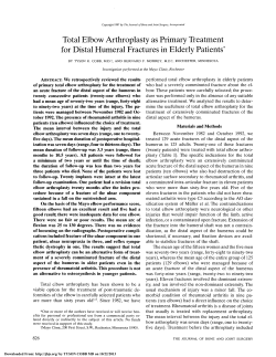 Total Elbow Arthroplasty as Primary Treatment for Distal Humeral